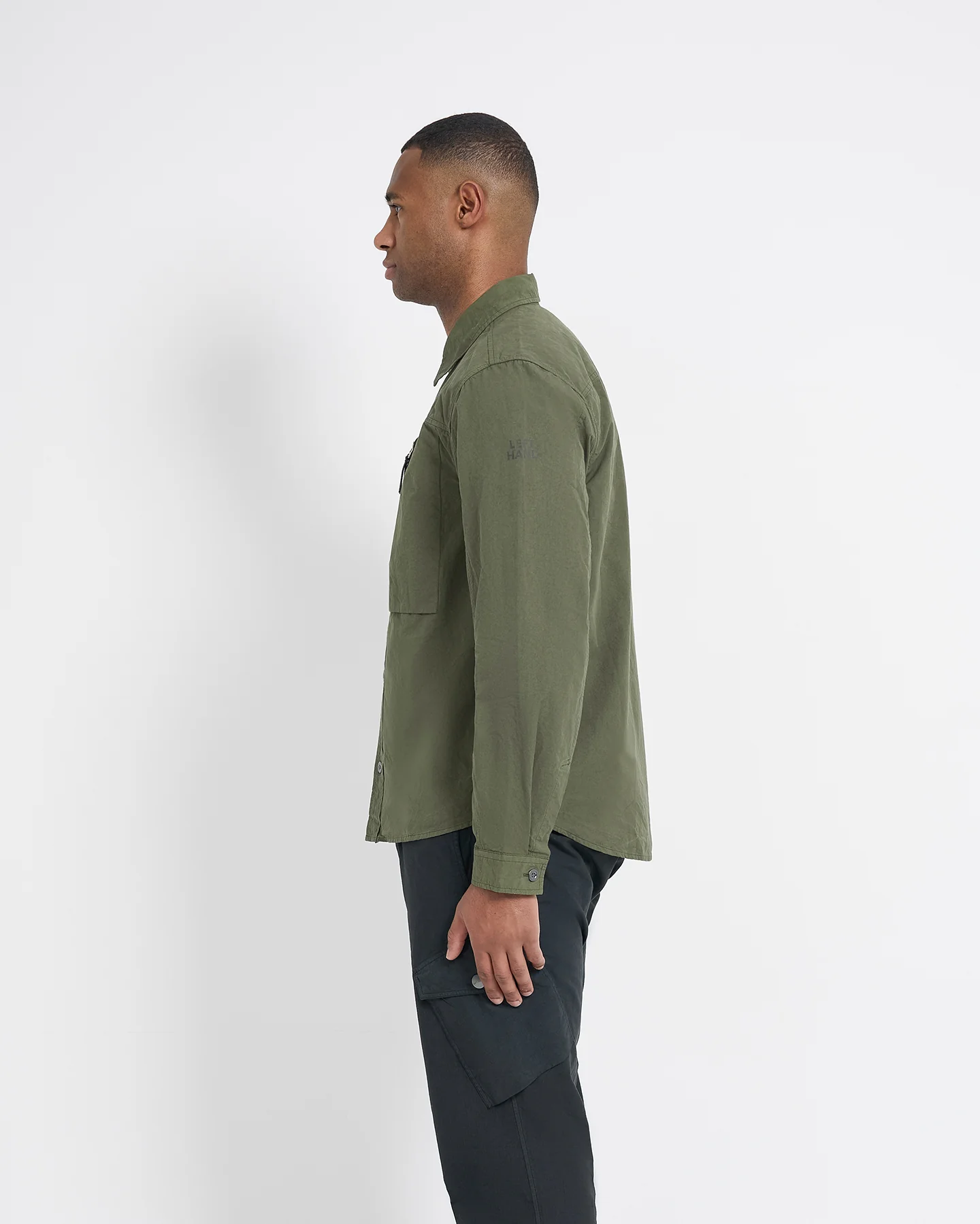 Left Hand Zip Pocket Shirt Olive - Image 4